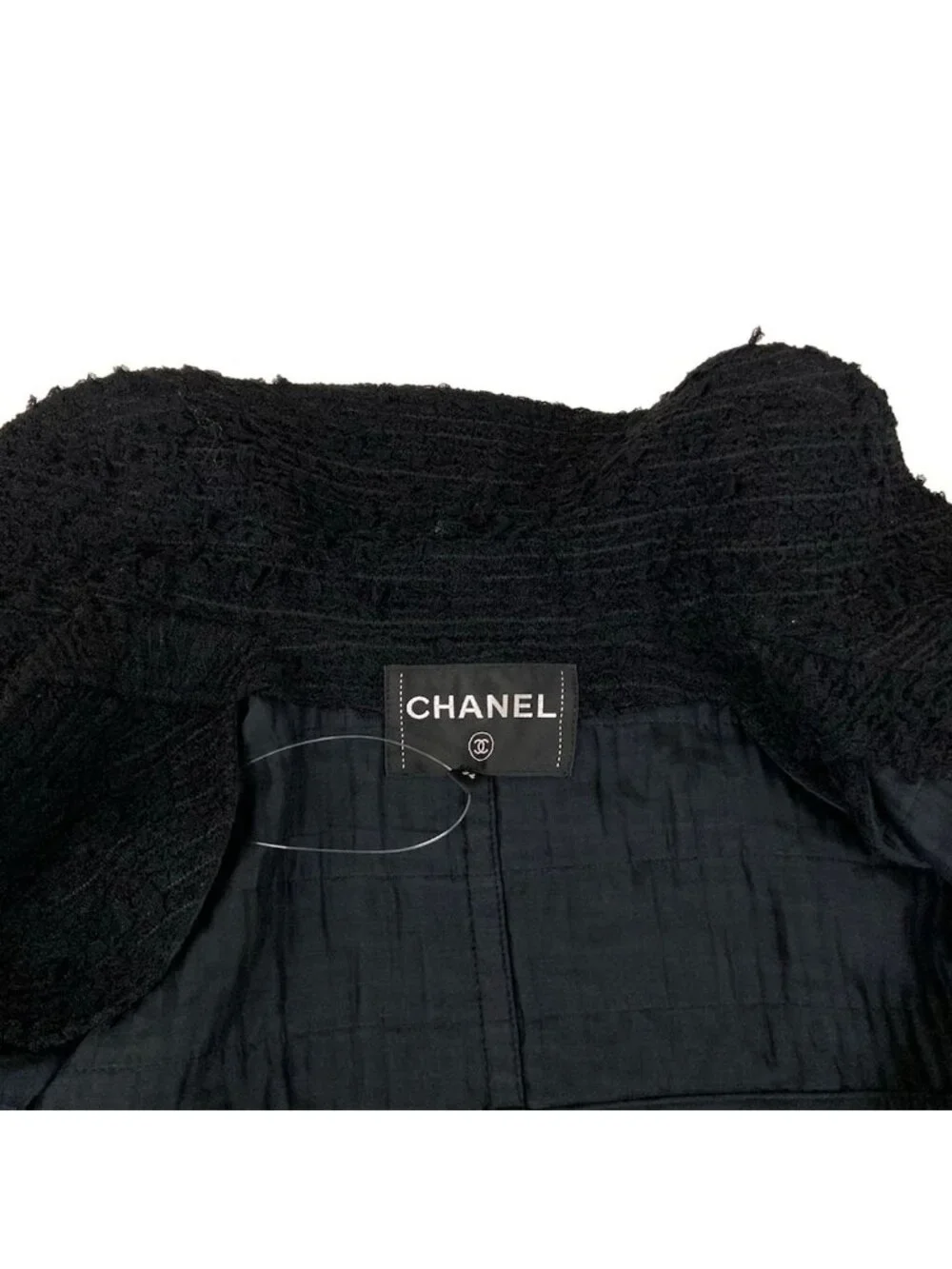 Chanel Jacket S Black Three Quarter Sleeve Fantasytweed Roundcolor Lion Button